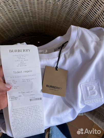 Белая футболка Burberry оригинал с чеком