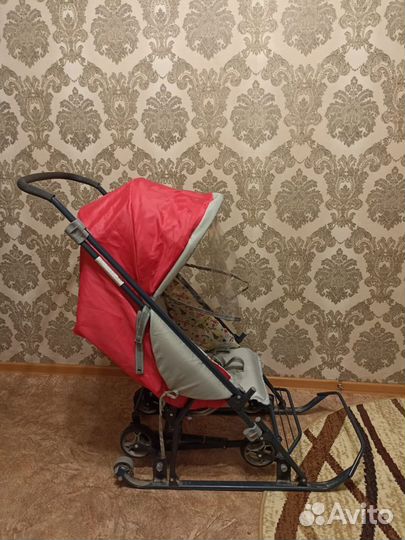 Детские санки коляска с колесами