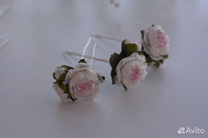Шпильки для волос с пионами 
