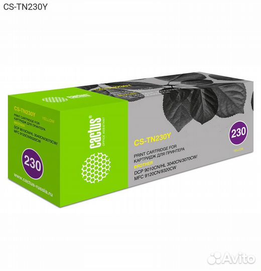 Тонер-картридж cactus TN-230Y Лазерный Желтый 1400