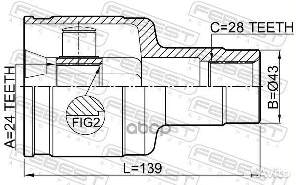 ШРУС внутренний правый 24x43x28 1511-002 Febest