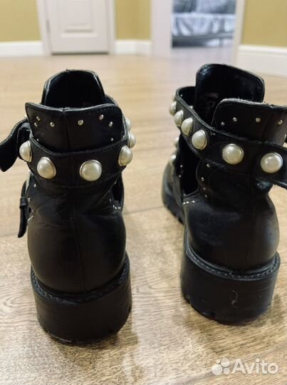 Ботинки туфли ботильоны кожаные Zara