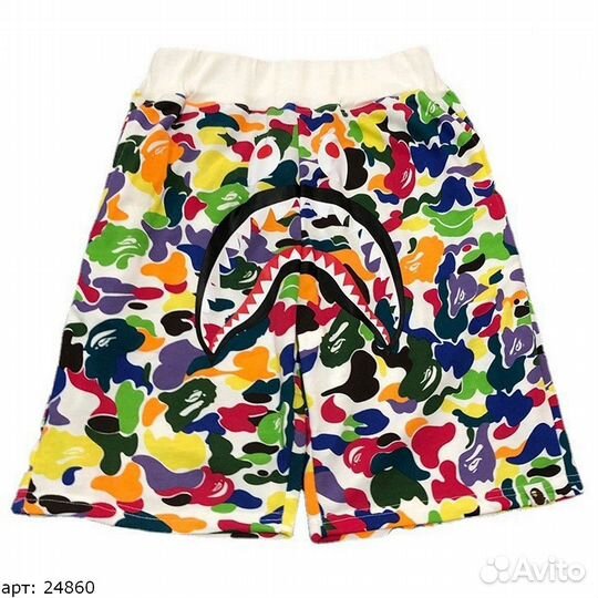 Шорты bape (M-3XL) белые разноцветные
