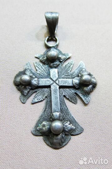 Крест нательный старинный 5*3,2см серебро Эфиопия