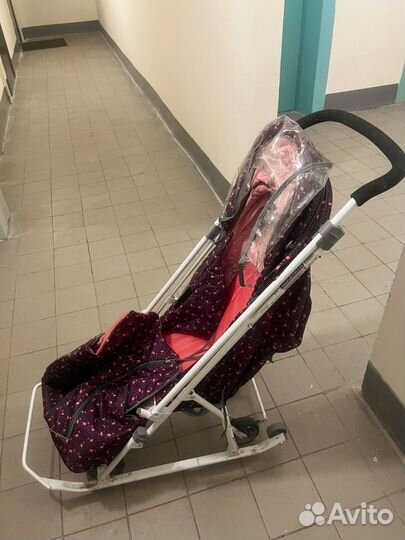 Детские санки коляска на колесах