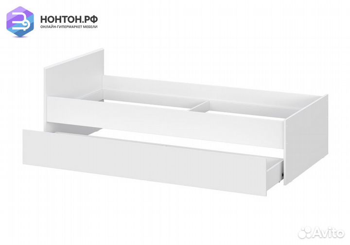 Кровать Грейс с ящиком белая текстурная