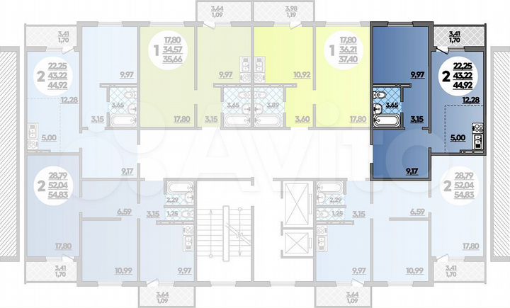 2-к. квартира, 44,9 м², 5/16 эт.