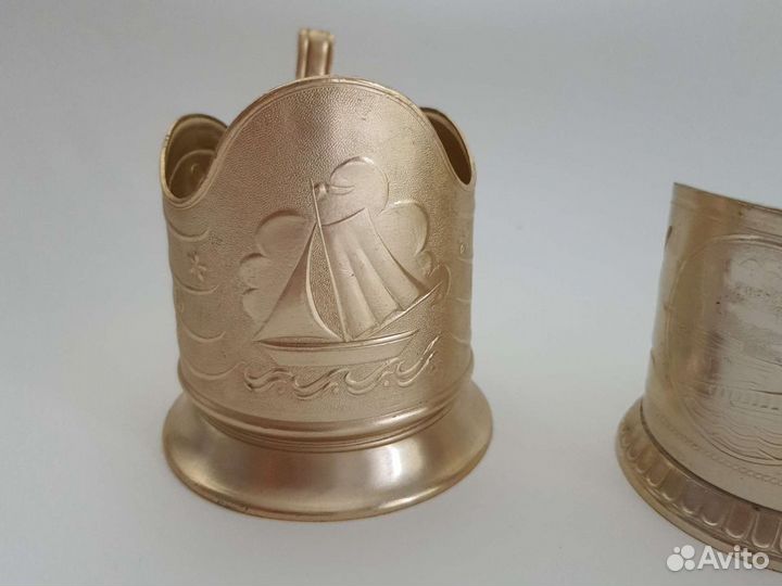 Подстаканники СССР винтаж алюминий морская тема