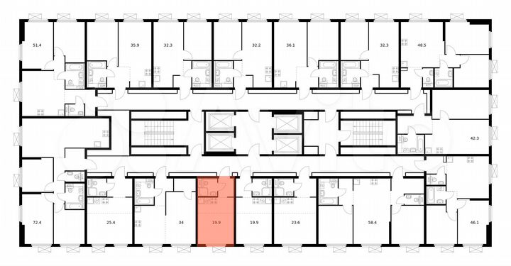 Квартира-студия, 19,9 м², 13/28 эт.