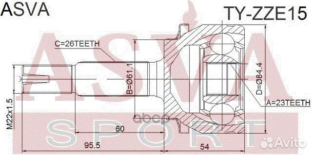 ШРУС внешний перед прав/лев tyzze15 asva