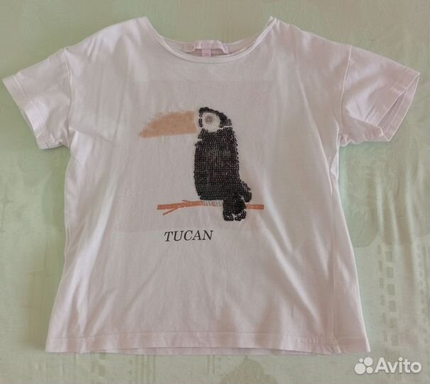 Футболка с туканом для девочки 116 рост, б/у