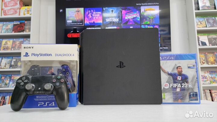 Sony PS4 Slim 1Tb 2 геймпада + 89 игр