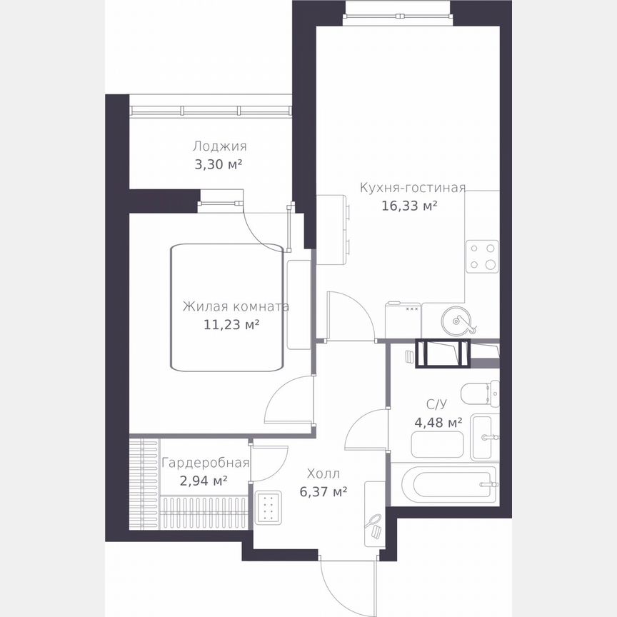 1-к. квартира, 43 м², 9/11 эт.