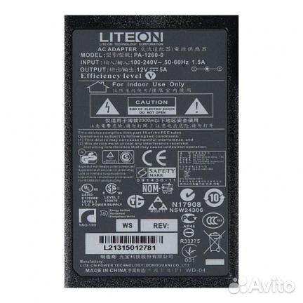 Блок питания для монитора и телевизора Dell, LG 5A