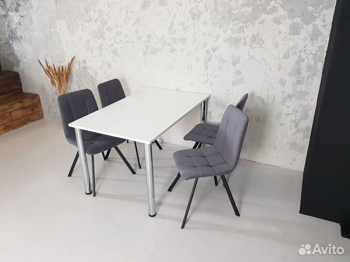 Письменный стол Белый 140*80 см. с Хром ножками