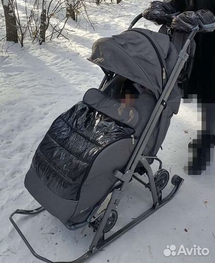 Санки коляска galaxy с рюкзаком