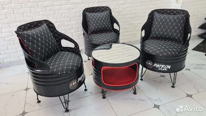 Кресла и столик из бочек в стиле Лофт