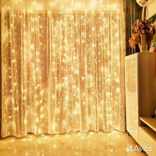 Гирлянда электрическая штора 3*3