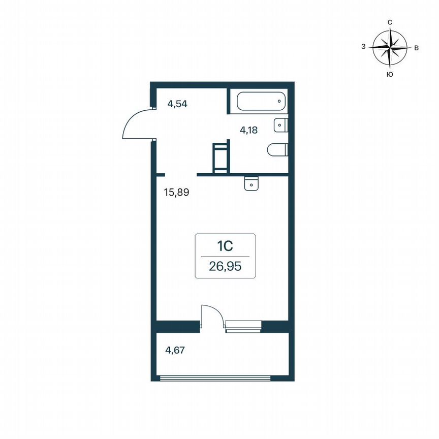 Квартира-студия, 27 м², 2/11 эт.