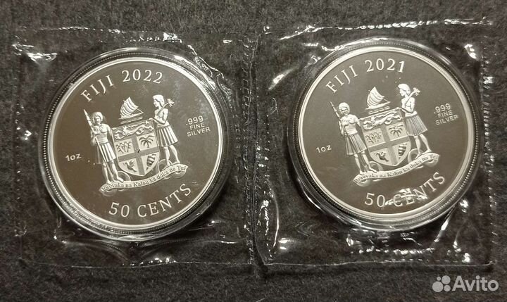 Монеты Фиджи Кошка Собака Серебро