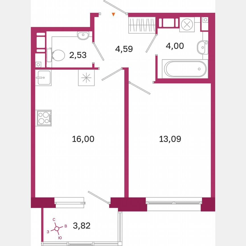 1-к. квартира, 41,4 м², 4/10 эт.