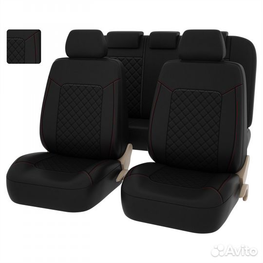 Чехлы универсальные Elegant черный/отстрочка красн