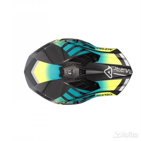 Шлем Acerbis Steel Carbon Light Blue/Fluo Yellow