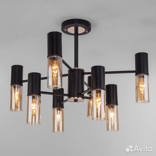 Люстра металл и стекло в спальню современная