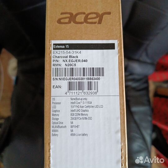 Ноутбук acer extensa 15 ex215-54 31k4