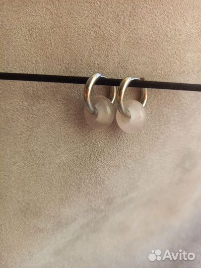 Серьги с натуральным кварцем