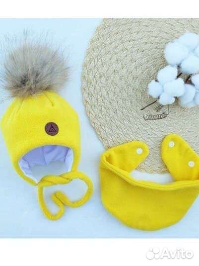 Шапочка зимняя 40-42 и снуд, 3-6 мес