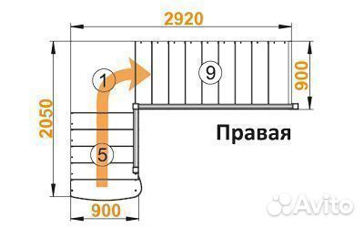 Лестница из сосны «К-002м/3»