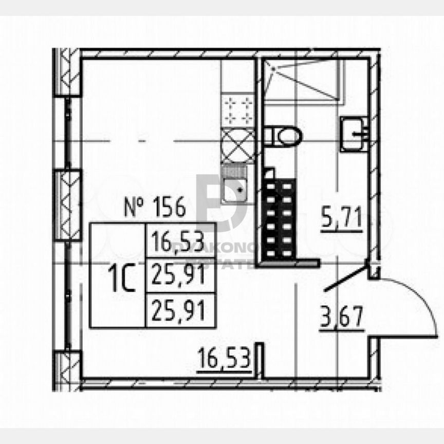 Апартаменты-студия, 25,9 м², 8/8 эт.
