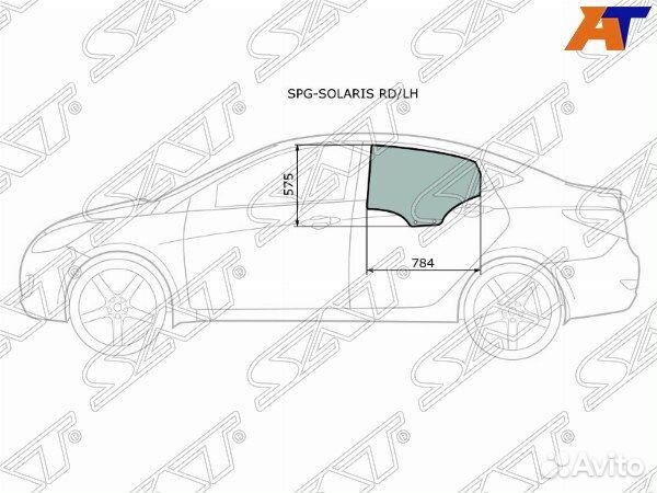 Стекло боковое опускное hyundai solaris