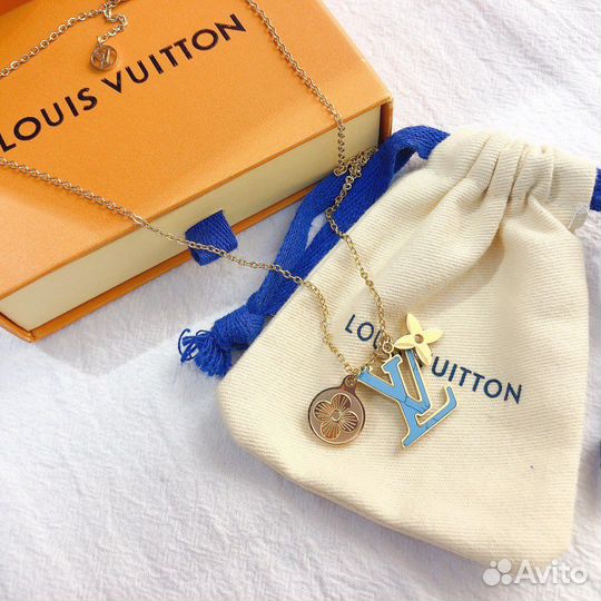 Подвеска колье louis vuitton премиум голубая