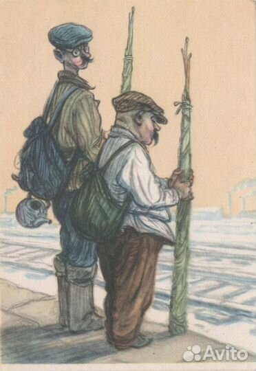 Открытки советские на тему рыбалки (1956-1957г)