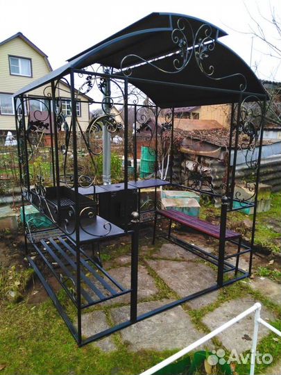 Мангал беседка с печкой