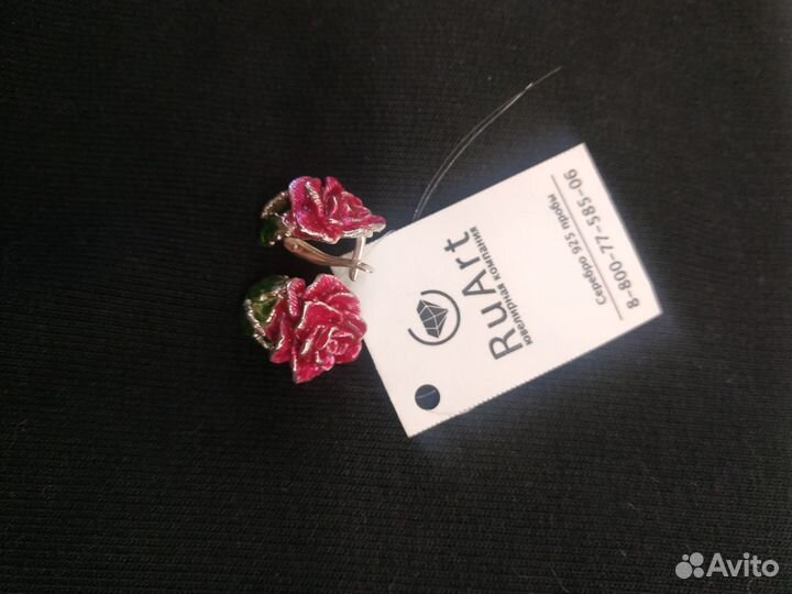 Серьги серебро 925 с эмалью