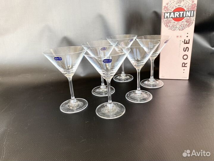 Бокалы для мартини новые Crystal Bohemia 6 шт