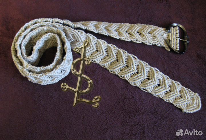 Льняной пояс с медной пряжкой