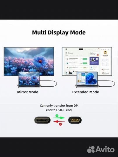 Кабель Displayport на type c монитора