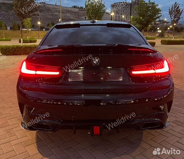 Диффузор BMW 3 G20 WL со стопом черный глянец