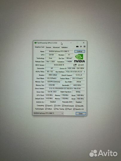 Видеокарта RTX 3060ti 8GB HP