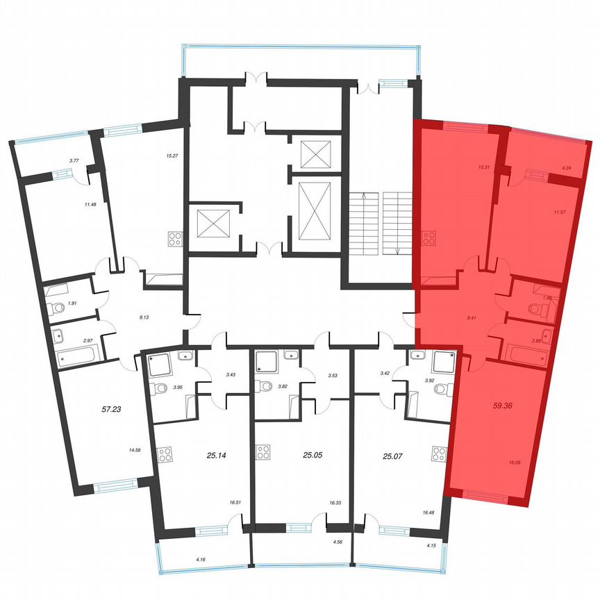 2-к. квартира, 61,5 м², 5/22 эт.