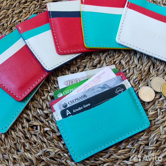 Кошелек картхолдер компактный кожаный
