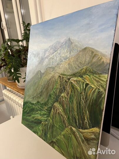 Картина маслом на холсте пейзаж горы 50х60