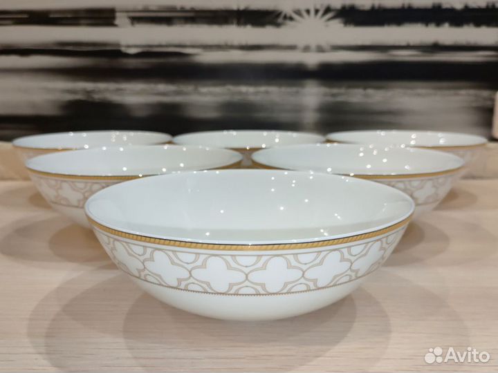 Набор из 6 салатников 18см. Костяной фарфор