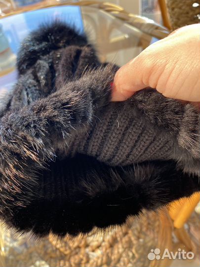 Шапка женская вязаная из пуха норки