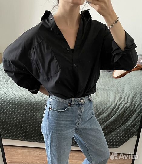 Рубашка оверсайз черная
