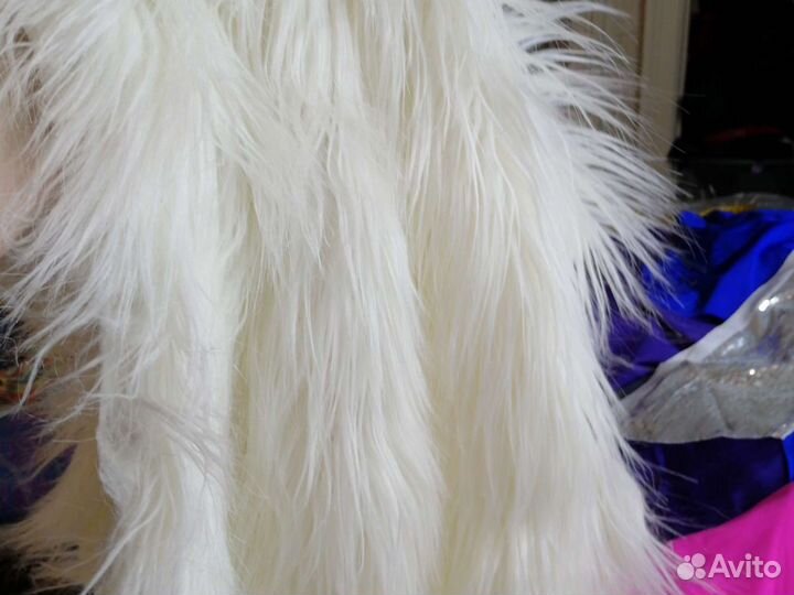 Отрез Мех белый Перо Страуса